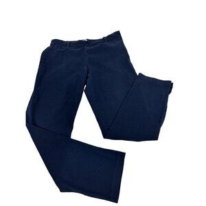 H&M Womens Pants 8 Navy Blue Flat Front Tapered Leg Ankle Length Side Zip Button